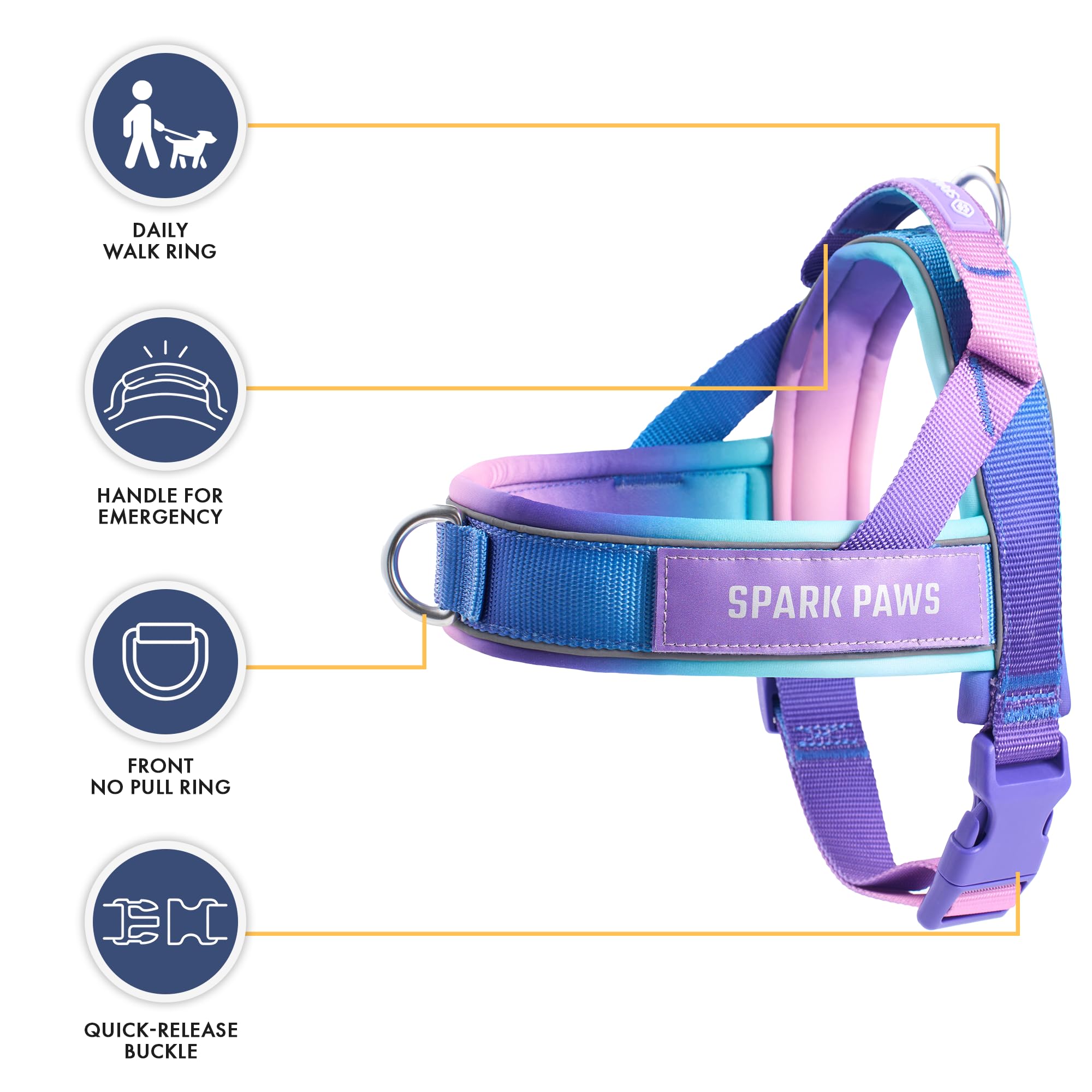 Amazon | Spark Paws No Pull Front Clip Dog Harness - 簡単装着